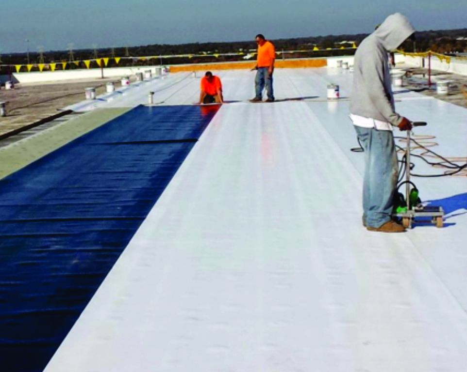 osprey roof crew working on commercial building